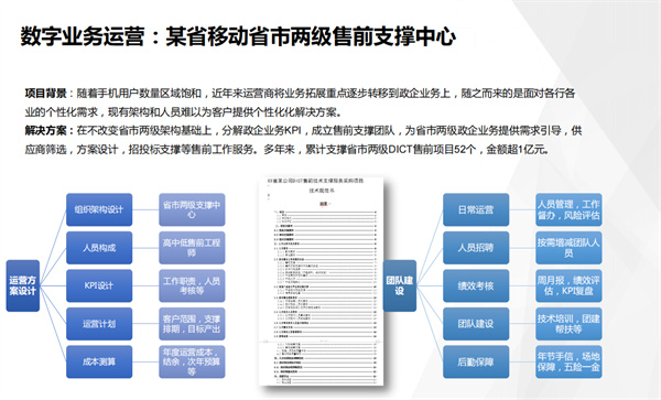 數(shù)字業(yè)務(wù)運(yùn)營某省移動(dòng)省市兩級售前支撐中心